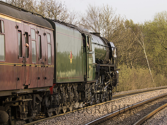 A1 60163 Tornado passes Shaftholme Junc with the south bound Cathedrals Express 29-03-12