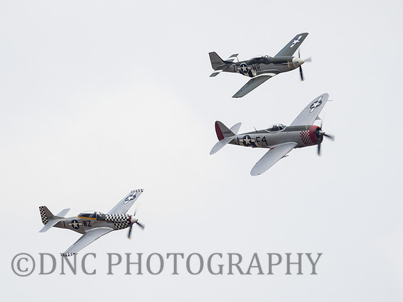 P-51D Mustang 'The Hun Hunter Texas', P-47D Thunderbolt 'Nellie B' TF-51D Mustang 'Contrary Mary'.