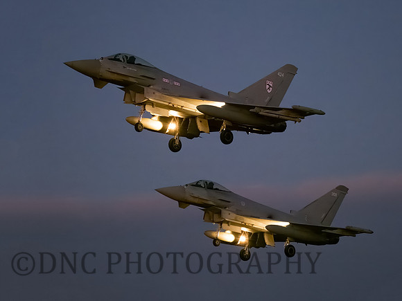 Typhoon FGR4 ZK424 & ZK308 landing in last light