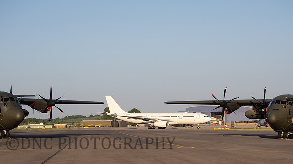 G-VYGK A332-200 Air Tanker taxis behind C-130J ZH868 & ZH870