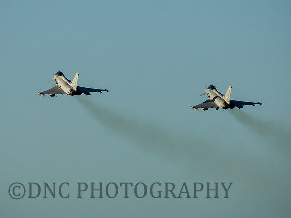 Typhoon FGR4 ZK347 & ZK349 climb away from the airfield
