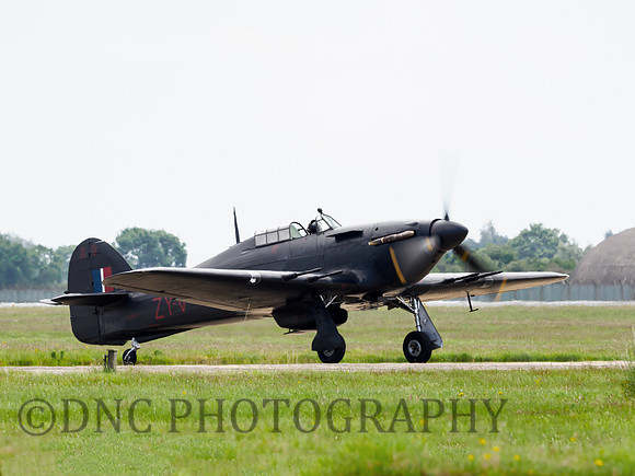 BBMF Hurricane PZ865 taxis to take off for Teeside airshow 11.06.2022