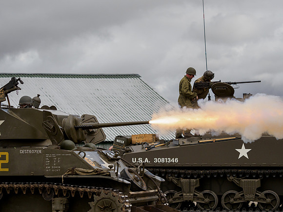 M5A1 Stuart VI 3089570 'Destroyer' Fires it's gun