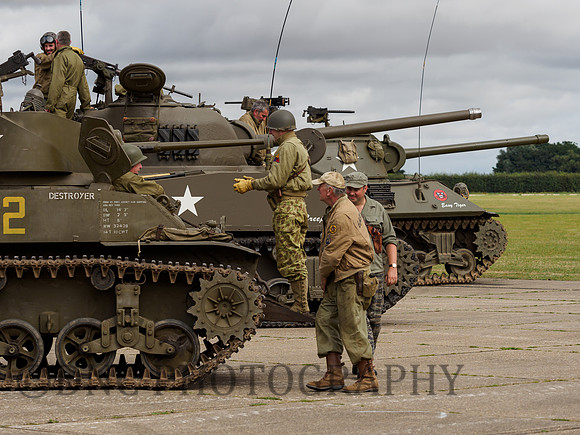 L-R M5A1 Stuart VI light Tank, M4A3E4 Sherman, M36 Jackson Tank Destroyer