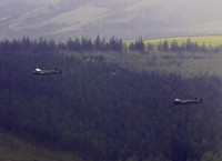 BBMF AVRO Lancaster (Mk I) PA474 City of Lincoln leads CWHM AVRO Lancaster (Mk X) FM213 VERA over Derwent Dam