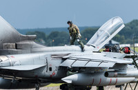 Navigator inspects the airframe of ZG779 during Hot Pit