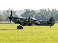 SQN LDR Mark (Disco) Discombe lands Spitfire MkXVI TE311 after his last display as OC BBMF