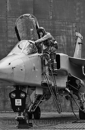 Pilot getting into XX725.