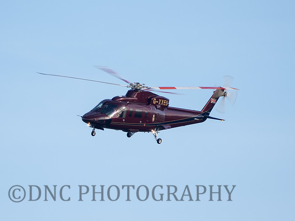 Prince of Wales arrives at RAF Coningsby aboard Sikorsky S-76C G-XXED "Rainbow1R"