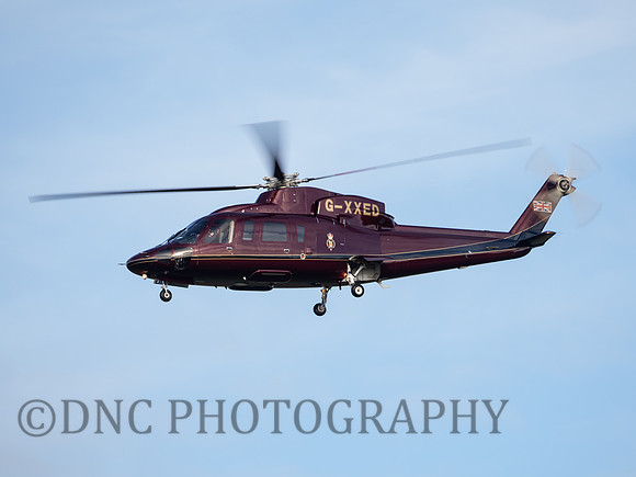 Prince of Wales arrives at RAF Coningsby aboard Sikorsky S-76C G-XXED "Rainbow1R"
