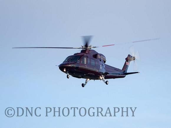 Prince of Wales arrives at RAF Coningsby aboard Sikorsky S-76C G-XXED "Rainbow1R"
