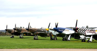 Spitfire MkIa N3200 QV, Hurricane MKI R4118 UP-W, Hurricane MKIIa R4175 RF-R,  Hispano HA-112 MIL Buchon Yellow 10, P51-D Mustang 472216 HO-M Miss Helen, P51-D Mustang 4484847 Contary Mary