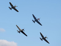 Spitfires LF.MkVb EP120, LF.MkVC JG891,  F.MkVc EE602, Hurricane Mk1 P2902