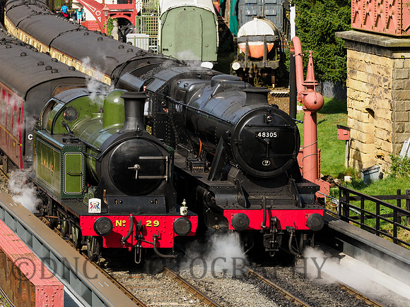Lambton tank 29 'Peggy' & 8F 48305 at Goathland station 26th September
