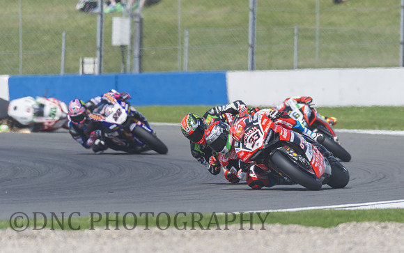 Marco Melandri Aruba.it Ducati Panigale R leads start of race two
