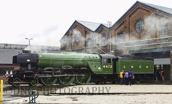 LNER A3 4472 Flying Scotsman outside the erecting shopLNER A3