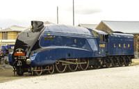 LNER A4 4468 Mallard with Doncaster Plant 150 headboard