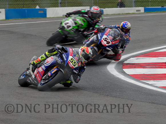 Andrea Locatelli Pata Yamaha YZ-F R1 leads Toprak Razgatiloglu Pata Yamaha YZ-F R1 & Luca Mahia Pucetti Kawasaki ZX-10RR