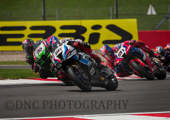 Tom Sykes BMW M1000RR leads Alex Lowes Yamaha YZ-F R1 & Leon Haslam Honda CBR1000 RR-R
