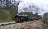 LMS 46100 Royal Scot approaches Darnholm with the demonstration freight