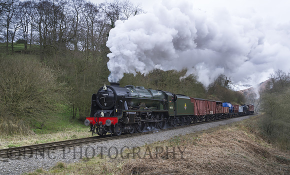 LMS 46100 Royal Scot approaches Darnholm with the demonstration freight