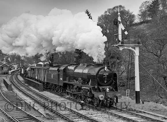 LMS 46100 Royal Scot through Goatland Station with the freight.