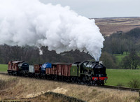 LMS 46100 Royal Scot approaches Moorgates with a freight train
