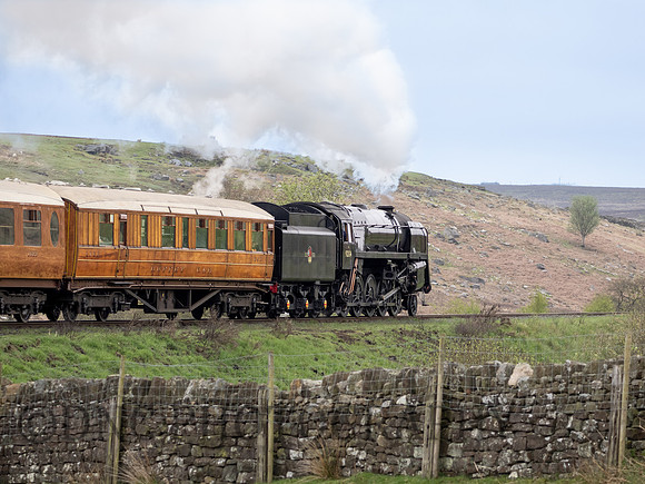 BR 9F 92134 passes Moorgates 15.30 ex Grosmont 12th May