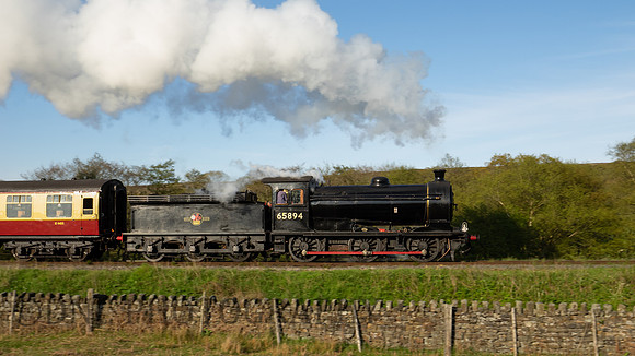LNER J27 65894 approaches Moorgates 16.40 ex Grosmont 13th May
