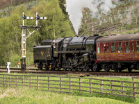 BR 9F 92134 departs Levisham 9.00 ex Pickering 10th May
