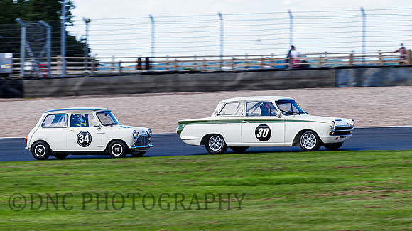 Ollie Taylor Ford Lotus Cortina, Tom Bell & Joe Ferguson Austin Mini Cooper S