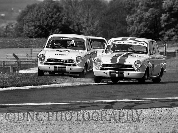 Shaun Balfe Ford Lotus Cortina leads Guy Smith Ford Lotus Cortina mono