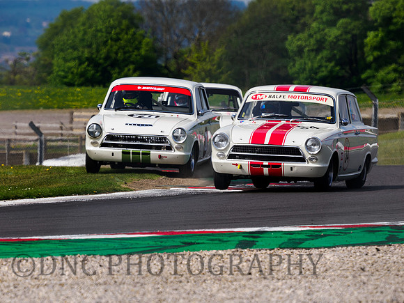 Shaun Balfe Ford Lotus Cortina leads Guy Smith Ford Lotus Cortina