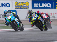 Dean Harrison Silicone Engineering Kawasaki ZX-10RR leads Bjorn Estment Powerslide Catfoss Racing Suzuki GSX-R1000R