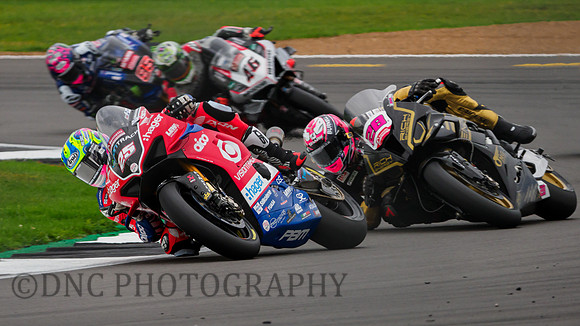Josh Brookes Visiontrack Ducati leads Brad Ray OMG BMW Race 2