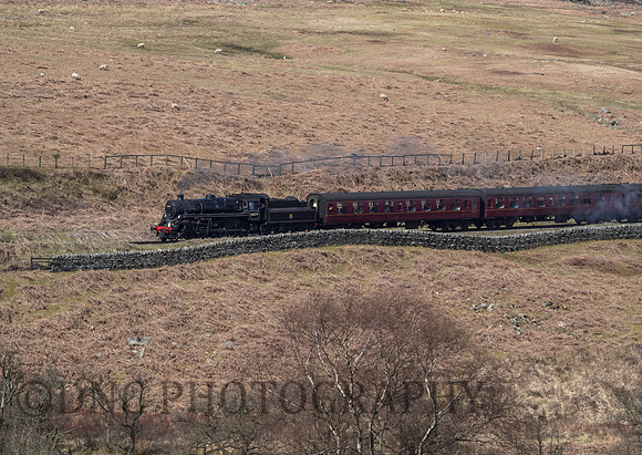 Br Std 4 76079 approaches Ellerbeck with the 09:35 Whitby to Pickering service