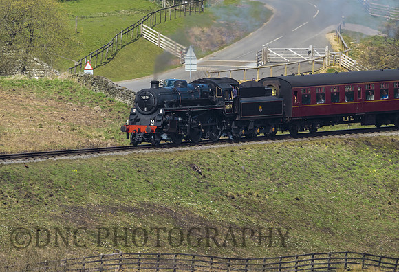 BR Std 4 76079 passes Moorgates with the 09:35 Whitby to Pickering serice