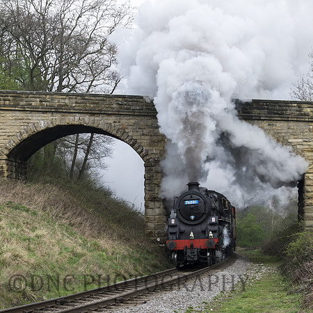 BR Std 4 76001 (76079) passes under the bridge at Darnholm