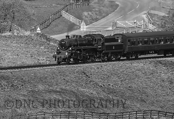 BR Std 4 76079 passes Moorgates with the 09:35 Whitby to Pickering service