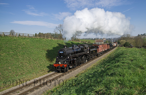Std 4 2-6-0 76001 (76079) with the freight near Sadler House