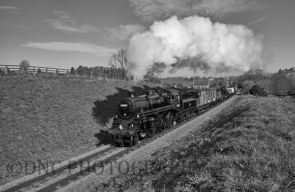 Std 4 2-6-0 76001 (76079) Morning freight near Sadler House
