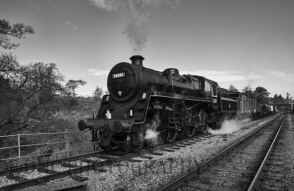 BR Std 4 76001 (76079) waits in the loop outside Goathland station