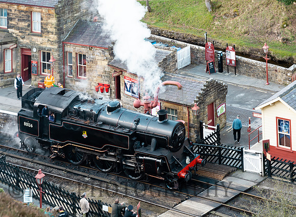 80136 coasts through Goathland after banking 34092