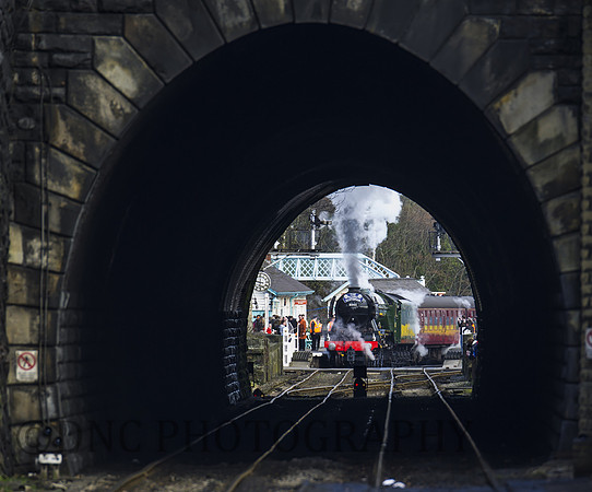 View through Grosmont tunnel of the station