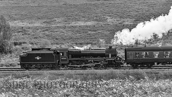 Black 5 45212 heads towards Fen Bog.