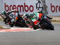 Alex Lowes bimota by Kawasaki Racing Team KB998 Rimini leads Sam Lowes ELF Marc VDS Racing Team Ducati Panigale V4R .1