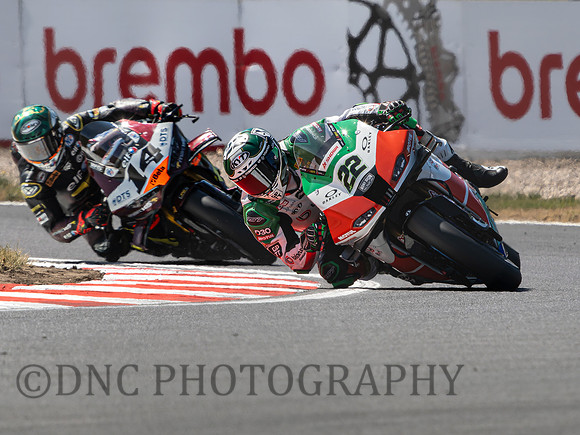 Alex Lowes bimota by Kawasaki Racing Team KB998 Rimini leads Sam Lowes ELF Marc VDS Racing Team Ducati Panigale V4R .1