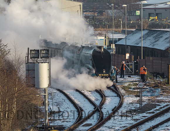 A4 4464 'Bittern' being serviced outside Lincoln Central station