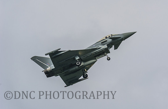 Euro Fighter Typhoon FGR4 AX352 displays above RAF Marham