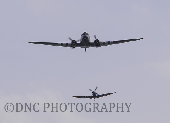 BBMF D-Day tribute Dakota ZA947 & Spitfire MK356